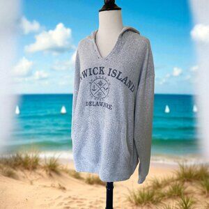 Sunsations Fenwick Island Delaware Distressed Oversized Hoodie Gray Unisex Sz. L
